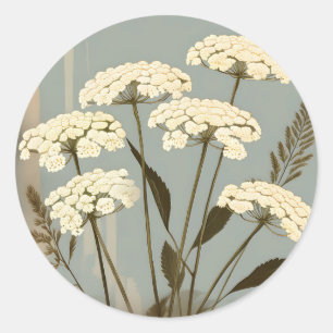 Nostalgic Yarrow Botanical Runder Aufkleber