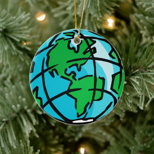 Nostalgie entdecken: Retro Globe Keramik Ornament (Baum)