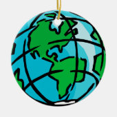 Nostalgie entdecken: Retro Globe Keramik Ornament (Vorne)