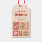 Nostalgie Retro Weihnachten personalisiert gestric Geschenkanhänger (Vorderseite)