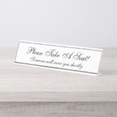 Nostalgisch: "Bitte nehmen Sie Platz!" Schreibtischnamensplakette (Vorderseite )