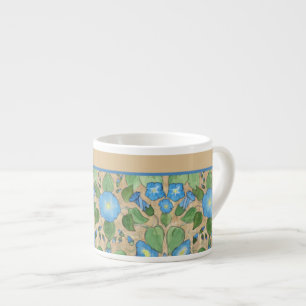 Nostalgisch Blue Morning Glory Floral Pattern, Tau Espressotasse