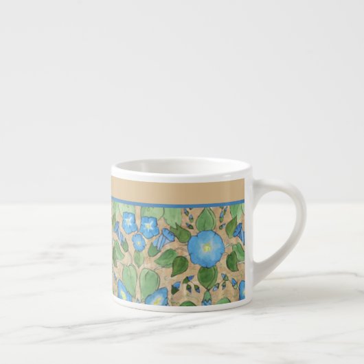 Nostalgisch Blue Morning Glory Floral Pattern, Tau Espressotasse (Rechts)