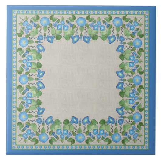 Nostalgisch Blue Morning Glory Keramik Tile Fliese (Vorderseite)