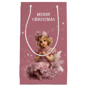 Nostalgisch Frohe Weihnachten in Frost und Blassro Kleine Geschenktüte (Vorderseite)