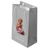 Nostalgisch Frohe Weihnachten in frostrosa Kleine Geschenktüte (Rückseite Schrägansicht)