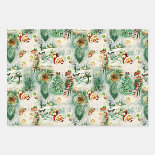 Nostalgisch Kitschmas Geschenkpapier Set (Vorderseite)
