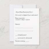 Nostalgisch, klassisch "R.S.V.P." Karte (Rückseite)