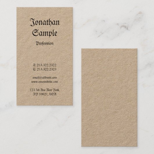 Nostalgisch Klassisches Vintages Schlichtes Echtkr Visitenkarte (Vorne/Hinten)