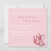 Nostalgisch Pink Tee Time Sip und Babydusche Einladung (Rückseite)