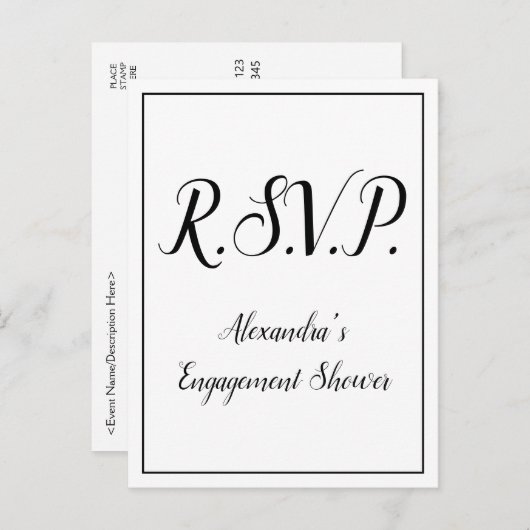 Nostalgisch "R.S.V.P." Postkarte (Vorne/Hinten)