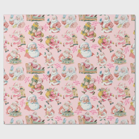 Nostalgisch Retro Weihnachten in Rosa Geschenkpapier (Flach)
