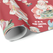 Nostalgisch Retro Weihnachten in Rot Geschenkpapier (Rolleneckpunkt)