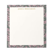 Nostalgisch rosa florale Personalisierter Name Notizblock (Vorderseite)