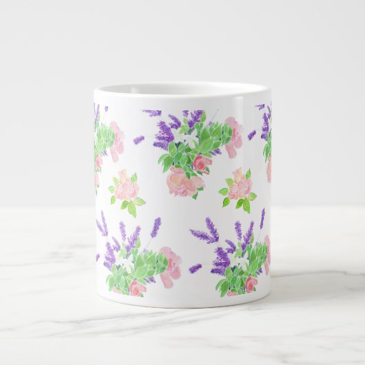 Nostalgisch rosa Rosen, Mock Orange Blossom, Laven Jumbo-Tasse (Vorderseite)