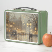 Nostalgisch Snowy Cityscape Metal Lunchbox (Beispiel)