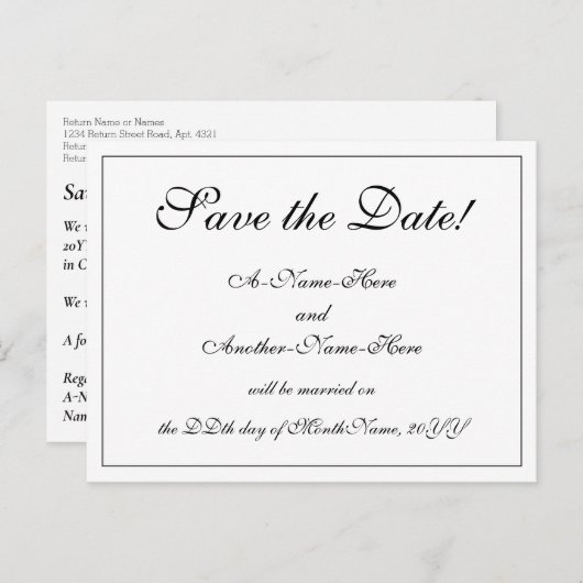 Nostalgisch, Traditionell "Save the Date!" Postkar Postkarte (Vorne/Hinten)