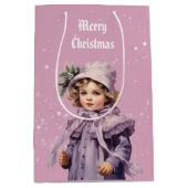 Nostalgisch und lila perfekt Mädchen Frohe Weihnac Mittlere Geschenktüte (Vorderseite)
