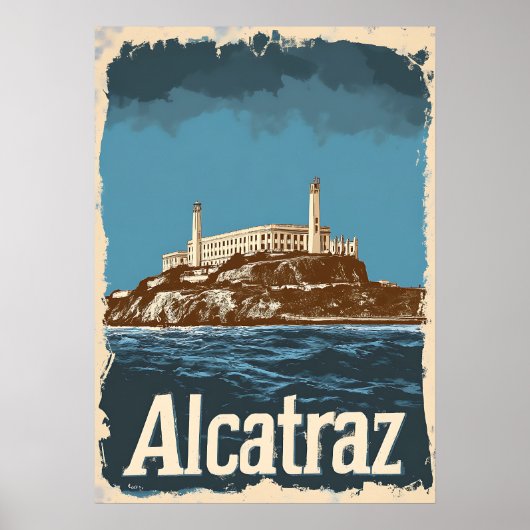 Nostalgisch Vintag Alcatraz Travel Poster (Vorne)