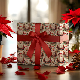 Nostalgisch Vintag Look Santas Weihnachtsfeiertag Geschenkpapier