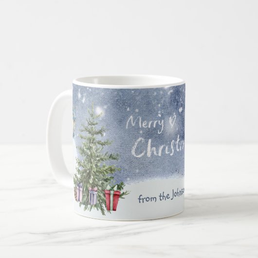Nostalgisch Watercolor Weihnachtsbaum Lattern Gesc Kaffeetasse (Vorderseite Links)