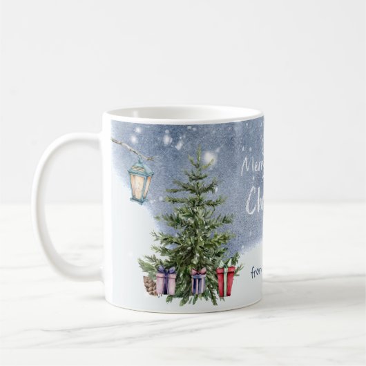Nostalgisch Watercolor Weihnachtsbaum Lattern Gesc Kaffeetasse (Links)