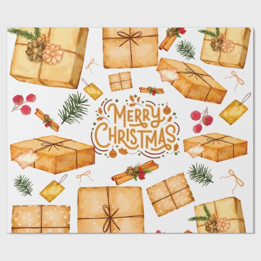 Nostalgisch Winter Cinnamon Pine Weihnachten Geschenkpapier (Flach)