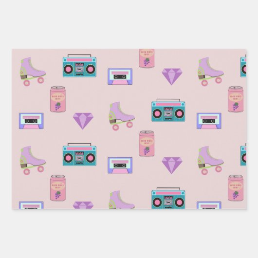 Nostalgisch zurück in die 90er Jahre Retro-Geburts Geschenkpapier Set (Vorderseite 3)