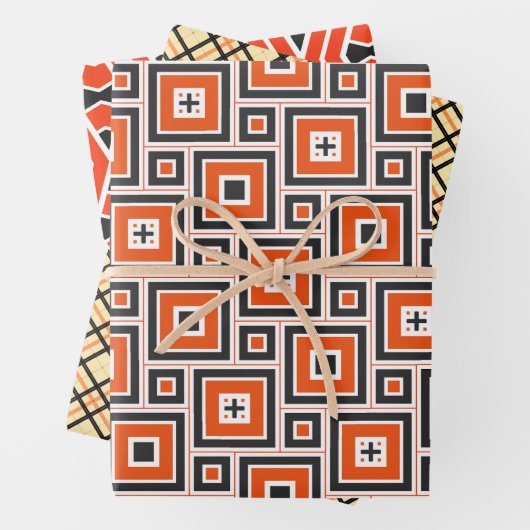 Nostalgische 70er Jahre Print in Retro Shades Geschenkpapier Set (Beispiel)