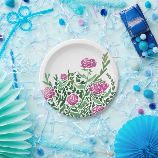 Nostalgische Abstrakte Blüte Pappteller (Party)