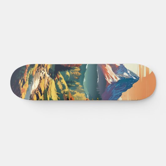 Nostalgische Bergszene Skateboard (Horizontal)