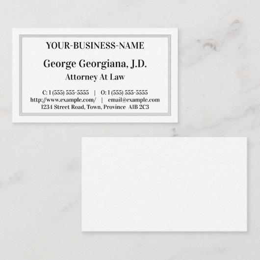 Nostalgische, Berufliche Visitenkarte (Vorne/Hinten)