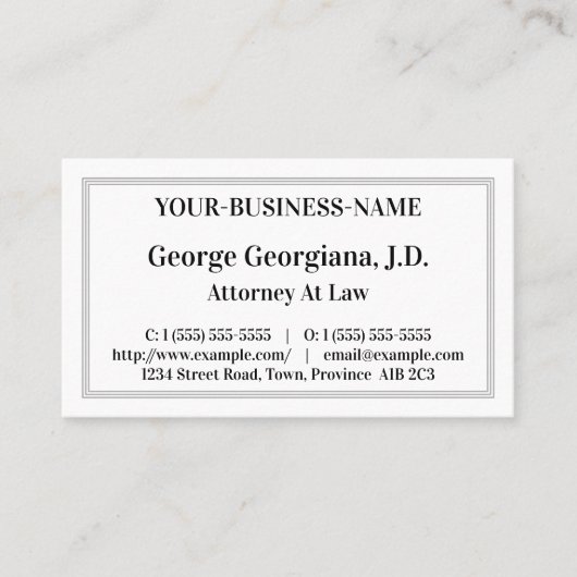 Nostalgische, Berufliche Visitenkarte (Vorderseite)