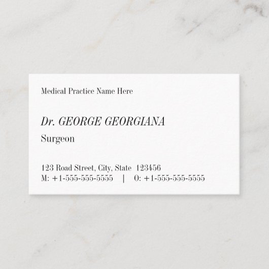 Nostalgische Berufliche Visitenkarte (Vorderseite)