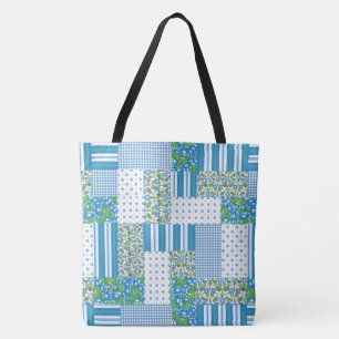 Nostalgische Blaue Trichterwinde Falsches Patchwor Tasche