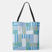 Nostalgische Blaue Trichterwinde Falsches Patchwor Tasche (Rückseite)