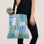 Nostalgische Blaue Trichterwinde Falsches Patchwor Tasche (Von Nahem)