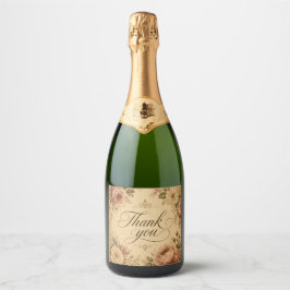 nostalgische Blumen Champagnerflaschen-Etikett Schaumweinetikett