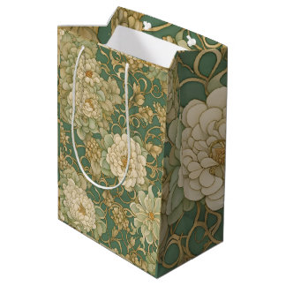 Nostalgische Blumen in Vintage-Farbtönen Mittlere Geschenktüte
