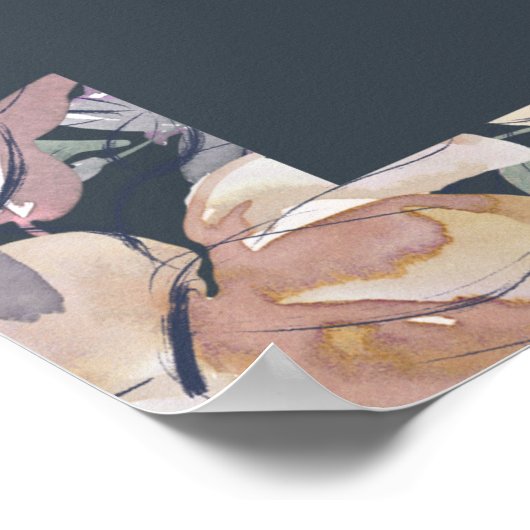 Nostalgische Blütenhochzeit im Indigostil Begrüßun Poster (Ecke)