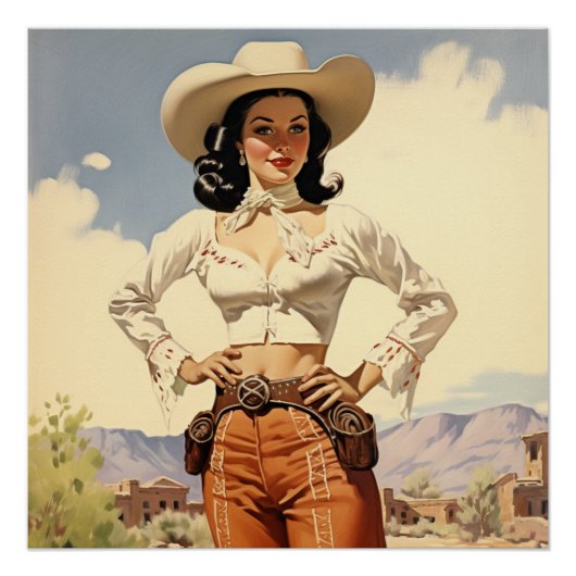 Nostalgische Cowgirl Adornants: Wild West Whispers Poster (Vorderseite)