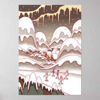 Nostalgische Erinnerungen an schneebedeckte Landsc Poster