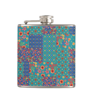 Nostalgische falsche Patchwork-Muster-Hip-Flasche Flachmann