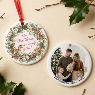 Nostalgische Familie von Fünf Erste Weihnachtsfoto Keramik Ornament