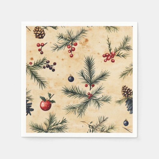 Nostalgische Ferienanlage Pine Parchment Découpage Serviette (Vorderseite)