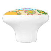 Nostalgische Flora Creme Keramikknauf (Seitenansicht)