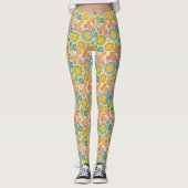 Nostalgische Flora Creme Leggings (Vorderseite)