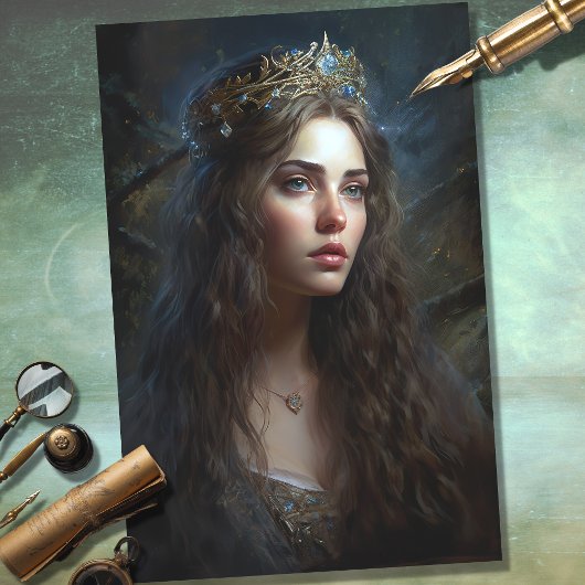 Nostalgische Frau mit Tiara 1 Dekoupage Paper Seidenpapier