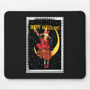 Nostalgische Halloween-Gute Hexe und ihre Katze Mousepad