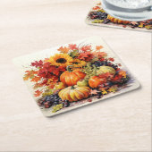 Nostalgische Herbstfarben: Blätter und Florale Rechteckiger Pappuntersetzer (angewinkelt)